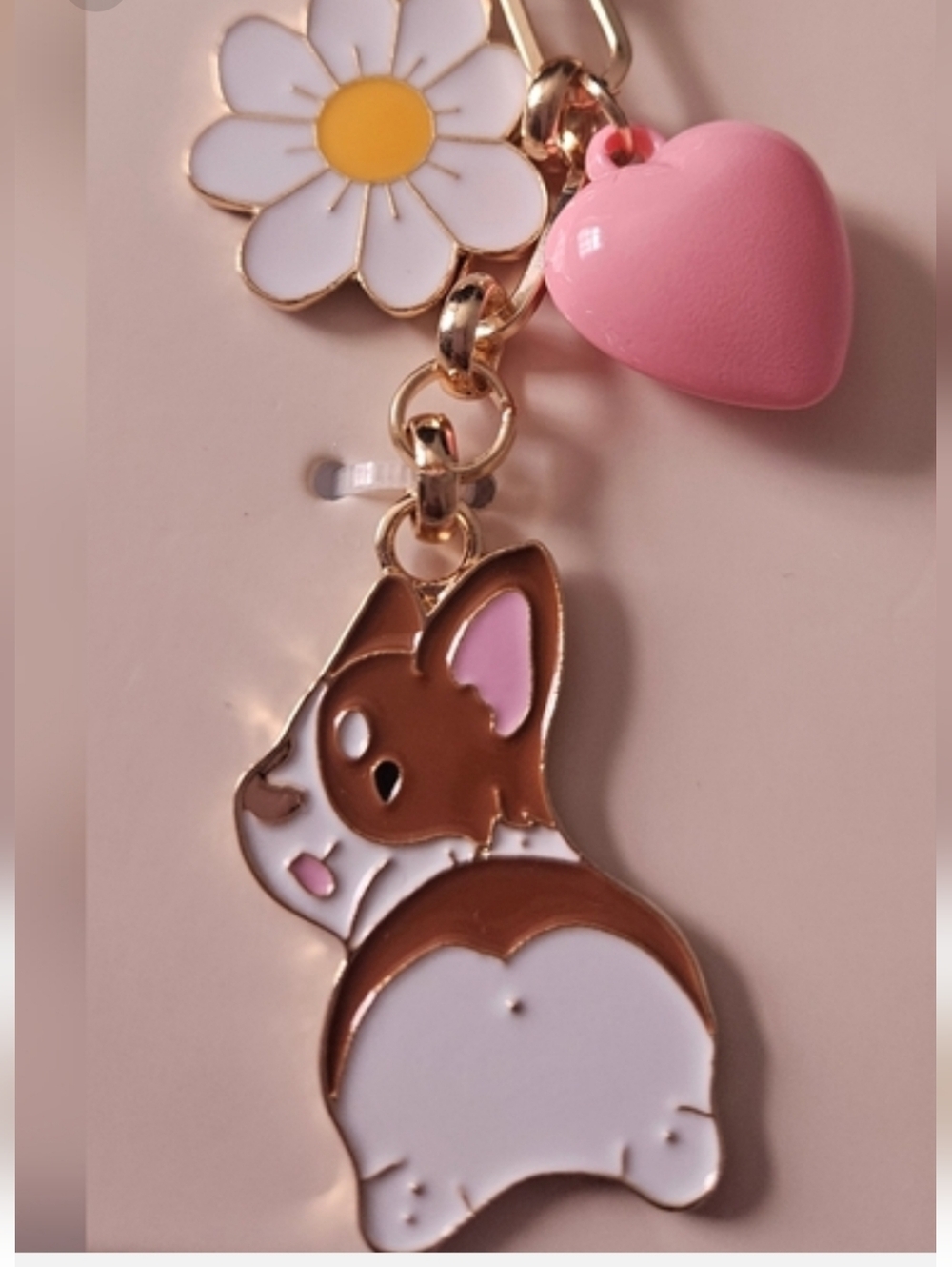 Studio Bag Charm with Corgi, Daisy & Pink Heart NIP - Picture 8 of 8